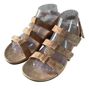 Vionic Amber Sandals Wmns 8 Natural Cork Orthotic Backstrap Boho Comfort TVW1275